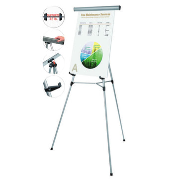MasterVision® Telescoping Tripod Display Easel, Adjusts 38" To 69" High, Metal, Silver freeshipping - TVN Wholesale